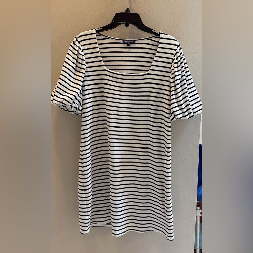 Skies Are Blue Black & White Striped Scoop Neck Dress NWOT